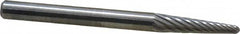 SGS Pro - 1/8" Cut Diam, 1/8" Shank Diam, Taper Head Single Cut Burr - Carbide, Radius End, 1/2" LOC, 1-1/2" OAL - Exact Tooling