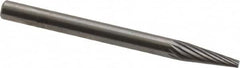 SGS Pro - 1/8" Cut Diam, 1/8" Shank Diam, Cone Head Single Cut Burr - Carbide, Point End, 11/32" LOC, 1-1/2" OAL - Exact Tooling