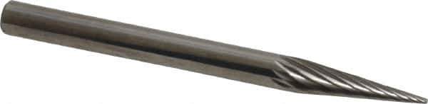 SGS Pro - 1/8" Cut Diam, 1/8" Shank Diam, Cone Head Single Cut Burr - Carbide, Point End, 7/16" LOC, 1-1/2" OAL - Exact Tooling