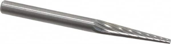 SGS Pro - 1/8" Cut Diam, 1/8" Shank Diam, Cone Head Single Cut Burr - Carbide, Point End, 5/8" LOC, 1-1/2" OAL - Exact Tooling