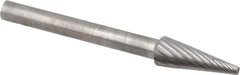 SGS Pro - 3/16" Cut Diam, 1/8" Shank Diam, Cone Head Single Cut Burr - Carbide, Point End, 1/2" LOC - Exact Tooling