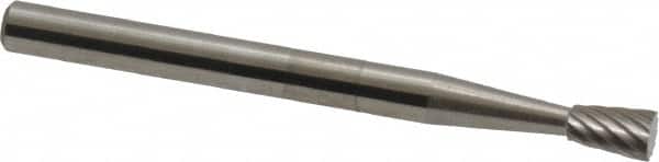 SGS Pro - 1/8" Cut Diam, 1/8" Shank Diam, Inverted Cone Head Single Cut Burr - Carbide, Flat End, 3/16" LOC, 1-1/2" OAL - Exact Tooling