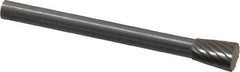 SGS Pro - 3/16" Cut Diam, 1/8" Shank Diam, Inverted Cone Head Single Cut Burr - Carbide, Flat End, 1/4" LOC - Exact Tooling