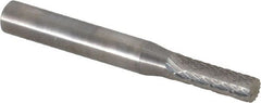 SGS Pro - 1/16" Cut Diam, 1/8" Shank Diam, Cylinder Head Double Cut Burr - Carbide, Flat End, 1/4" LOC, 1-1/2" OAL - Exact Tooling