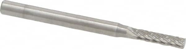 SGS Pro - 3/32" Cut Diam, 1/8" Shank Diam, Cylinder Head Double Cut Burr - Carbide, Flat End, 7/16" LOC, 1-1/2" OAL - Exact Tooling