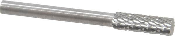 SGS Pro - 5/32" Cut Diam, 1/8" Shank Diam, Cylinder Head Double Cut Burr - Carbide, Flat End, 1/2" LOC - Exact Tooling
