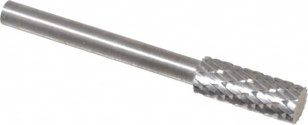 SGS Pro - 3/16" Cut Diam, 1/8" Shank Diam, Cylinder Head Double Cut Burr - Carbide, Flat End, 1/2" LOC - Exact Tooling