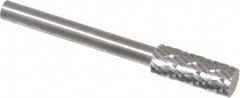 SGS Pro - 3/16" Cut Diam, 1/8" Shank Diam, Cylinder Head Double Cut Burr - Carbide, Flat End, 1/2" LOC - Exact Tooling