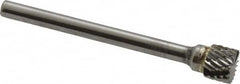 SGS Pro - 1/4" Cut Diam, 1/8" Shank Diam, Cylinder with End Cut Head Double Cut Burr - Carbide, End Cut End, 3/16" LOC, 1-11/16" OAL - Exact Tooling