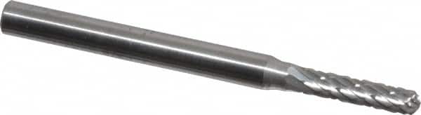 SGS Pro - 3/32" Cut Diam, 1/8" Shank Diam, Cylinder with Radius Head Double Cut Burr - Carbide, Radius End, 7/16" LOC, 1-1/2" OAL - Exact Tooling