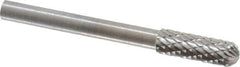 SGS Pro - 5/32" Cut Diam, 1/8" Shank Diam, Cylinder with Radius Head Double Cut Burr - Carbide, Radius End, 1/2" LOC - Exact Tooling