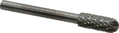 SGS Pro - 3/16" Cut Diam, 1/8" Shank Diam, Cylinder with Radius Head Double Cut Burr - Carbide, Radius End, 1/2" LOC - Exact Tooling