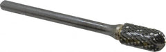 SGS Pro - 1/4" Cut Diam, 1/8" Shank Diam, Cylinder with Radius Head Double Cut Burr - Carbide, Radius End, 1/2" LOC, 2-15/16" OAL - Exact Tooling