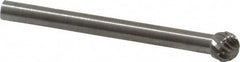 SGS Pro - 3/16" Cut Diam, 1/8" Shank Diam, Ball Head Double Cut Burr - Carbide, Radius End, 5/32" LOC - Exact Tooling
