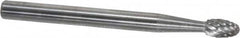 SGS Pro - 1/8" Cut Diam, 1/8" Shank Diam, Oval Head Double Cut Burr - Carbide, Radius End, 7/32" LOC, 1-1/2" OAL - Exact Tooling