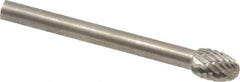 SGS Pro - 3/16" Cut Diam, 1/8" Shank Diam, Oval Head Double Cut Burr - Carbide, Radius End, 9/32" LOC - Exact Tooling