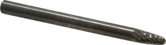 SGS Pro - 1/8" Cut Diam, 1/8" Shank Diam, Tree with Radius Head Double Cut Burr - Carbide, Radius End, 1/4" LOC, 1-1/2" OAL - Exact Tooling