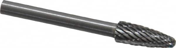 SGS Pro - 3/16" Cut Diam, 1/8" Shank Diam, Tree with Radius Head Double Cut Burr - Carbide, Radius End, 1/2" LOC - Exact Tooling
