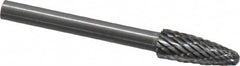 SGS Pro - 3/16" Cut Diam, 1/8" Shank Diam, Tree with Radius Head Double Cut Burr - Carbide, Radius End, 1/2" LOC - Exact Tooling