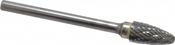SGS Pro - 1/4" Cut Diam, 1/8" Shank Diam, Tree with Radius Head Double Cut Burr - Carbide, Radius End, 1/2" LOC, 2" OAL - Exact Tooling