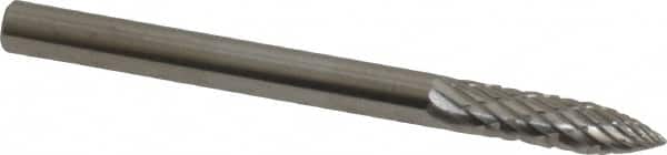 SGS Pro - 1/8" Cut Diam, 1/8" Shank Diam, Tree Head Double Cut Burr - Carbide, Point End, 1/2" LOC, 1-1/2" OAL - Exact Tooling