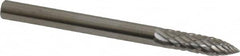 SGS Pro - 1/8" Cut Diam, 1/8" Shank Diam, Tree Head Double Cut Burr - Carbide, Point End, 1/2" LOC, 1-1/2" OAL - Exact Tooling