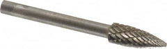 SGS Pro - 3/16" Cut Diam, 1/8" Shank Diam, Tree Head Double Cut Burr - Carbide, Point End, 1/2" LOC - Exact Tooling