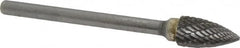 SGS Pro - 1/4" Cut Diam, 1/8" Shank Diam, Tree Head Double Cut Burr - Carbide, Point End, 1/2" LOC - Exact Tooling