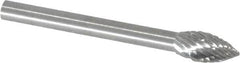 SGS Pro - 3/16" Cut Diam, 1/8" Shank Diam, Flame Head Double Cut Burr - Carbide, Radius End, 3/8" LOC - Exact Tooling