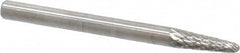 SGS Pro - 1/8" Cut Diam, 1/8" Shank Diam, Taper Head Double Cut Burr - Carbide, Radius End, 3/8" LOC, 1-1/2" OAL - Exact Tooling