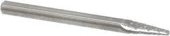 SGS Pro - 1/8" Cut Diam, 1/8" Shank Diam, Cone Head Double Cut Burr - Carbide, Point End, 11/32" LOC, 1-1/2" OAL - Exact Tooling