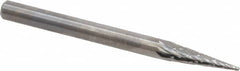 SGS Pro - 1/8" Cut Diam, 1/8" Shank Diam, Cone Head Double Cut Burr - Carbide, Point End, 7/16" LOC, 1-1/2" OAL - Exact Tooling