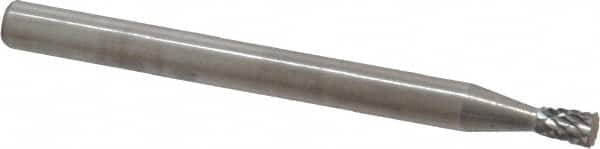 SGS Pro - 3/32" Cut Diam, 1/8" Shank Diam, Inverted Cone Head Double Cut Burr - Carbide, Flat End, 1/8" LOC, 1-1/2" OAL - Exact Tooling