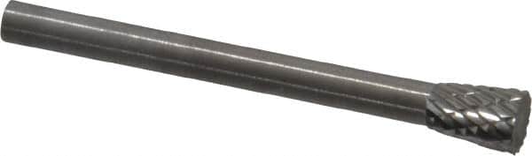 SGS Pro - 3/16" Cut Diam, 1/8" Shank Diam, Inverted Cone Head Double Cut Burr - Carbide, Flat End, 1/4" LOC - Exact Tooling