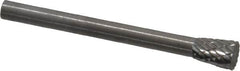 SGS Pro - 3/16" Cut Diam, 1/8" Shank Diam, Inverted Cone Head Double Cut Burr - Carbide, Flat End, 1/4" LOC - Exact Tooling