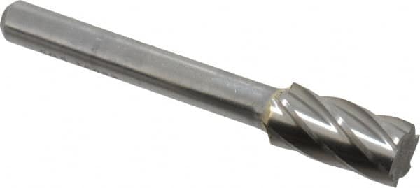 SGS Pro - 3/8" Cut Diam, 1/4" Shank Diam, Cylinder Head Single Cut Burr - Carbide, Flat End, 3/4" LOC, 2-1/2" OAL - Exact Tooling