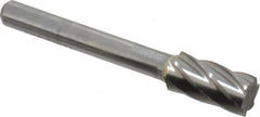 SGS Pro - 3/8" Cut Diam, 1/4" Shank Diam, Cylinder Head Single Cut Burr - Carbide, Flat End, 3/4" LOC, 2-1/2" OAL - Exact Tooling