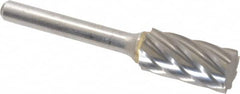 SGS Pro - 1/2" Cut Diam, 1/4" Shank Diam, Cylinder Head Single Cut Burr - Carbide, Flat End, 1" LOC, 2-3/4" OAL - Exact Tooling