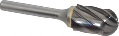 SGS Pro - 5/8" Cut Diam, 1/4" Shank Diam, Cylinder with Radius Head Single Cut Burr - Carbide, Radius End, 1" LOC, 2-3/4" OAL - Exact Tooling