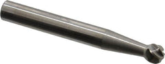 SGS Pro - 1/4" Cut Diam, 1/4" Shank Diam, Ball Head Single Cut Burr - Carbide, Radius End, 7/32" LOC, 2" OAL - Exact Tooling
