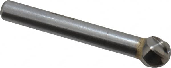 SGS Pro - 3/8" Cut Diam, 1/4" Shank Diam, Ball Head Single Cut Burr - Carbide, Radius End, 5/16" LOC, 2-5/64" OAL - Exact Tooling