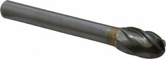 SGS Pro - 3/8" Cut Diam, 1/4" Shank Diam, Oval Head Single Cut Burr - Carbide, Radius End, 5/8" LOC, 2-3/8" OAL - Exact Tooling