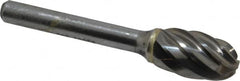 SGS Pro - 1/2" Cut Diam, 1/4" Shank Diam, Oval Head Single Cut Burr - Carbide, Radius End, 7/8" LOC, 2-5/8" OAL - Exact Tooling