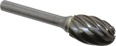 SGS Pro - 5/8" Cut Diam, 1/4" Shank Diam, Oval Head Single Cut Burr - Carbide, Radius End, 1" LOC, 2-3/4" OAL - Exact Tooling