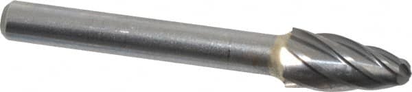 SGS Pro - 3/8" Cut Diam, 1/4" Shank Diam, Tree with Radius Head Single Cut Burr - Carbide, Radius End, 3/4" LOC, 2-1/2" OAL - Exact Tooling