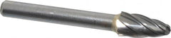 SGS Pro - 3/8" Cut Diam, 1/4" Shank Diam, Tree with Radius Head Single Cut Burr - Carbide, Radius End, 3/4" LOC, 2-1/2" OAL - Exact Tooling