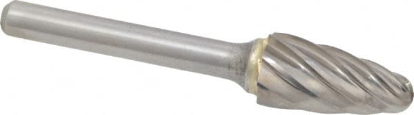 SGS Pro - 1/2" Cut Diam, 1/4" Shank Diam, Tree with Radius Head Single Cut Burr - Carbide, Radius End, 1" LOC, 2-3/4" OAL - Exact Tooling