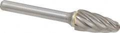 SGS Pro - 1/2" Cut Diam, 1/4" Shank Diam, Tree with Radius Head Single Cut Burr - Carbide, Radius End, 1" LOC, 2-3/4" OAL - Exact Tooling