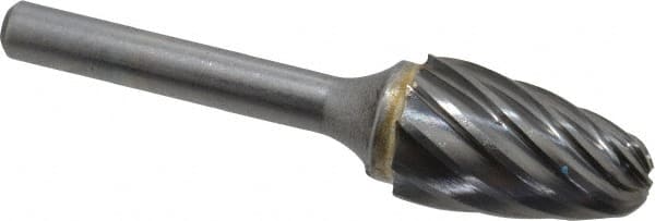 SGS Pro - 5/8" Cut Diam, 1/4" Shank Diam, Tree with Radius Head Single Cut Burr - Carbide, Radius End, 1" LOC, 2-3/4" OAL - Exact Tooling
