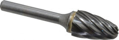 SGS Pro - 5/8" Cut Diam, 1/4" Shank Diam, Tree with Radius Head Single Cut Burr - Carbide, Radius End, 1" LOC, 2-3/4" OAL - Exact Tooling